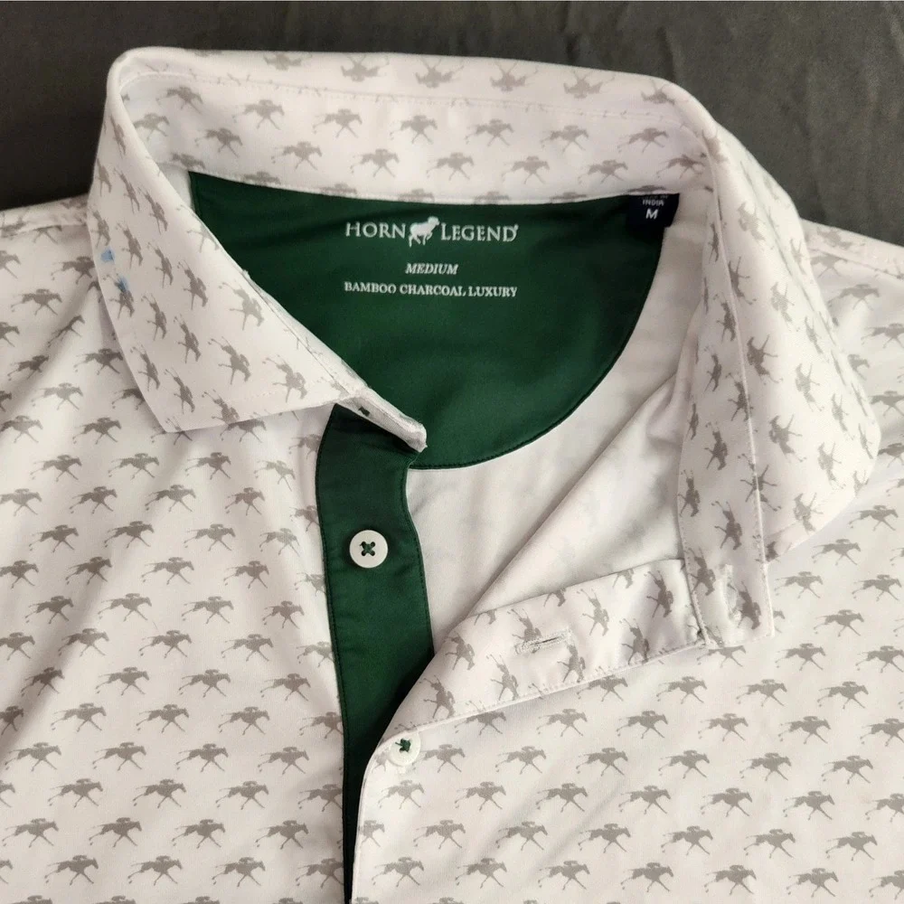 Men's Horn Legend‎ Bamboo Charcoal Polo Golf Shirt Size Medium